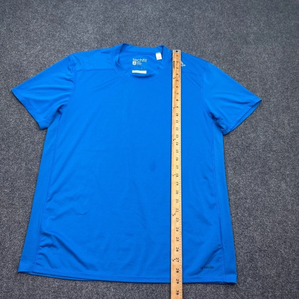 adidas techfit climalite T Shirt Mens Size Large Blue Athleisure‎ Crew Neck
